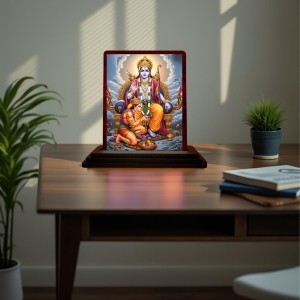 Car Desk/Table Top Lord Ram Wooden Photo Stand 3x4 Inches, Compact & Stylish Spiritual Display For Car, Home & Office (Pack Of 1) (F15179)