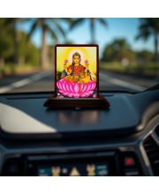 Car Desk/Table Top Goddess Lakshmi Wooden Photo Stand 3x4 Inches, Compact & Stylish Spiritual Display For Car, Home & Office (Pack Of 1) (F14276)