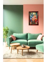 Lord Shiva And Parvathi Photo Frame For Wall & Table | 7x9 Inch Golden Cherry Finish | Decorative Lord Shiva And Parvathi Photo Frame For Home, Office & Pooja Room (F11477)