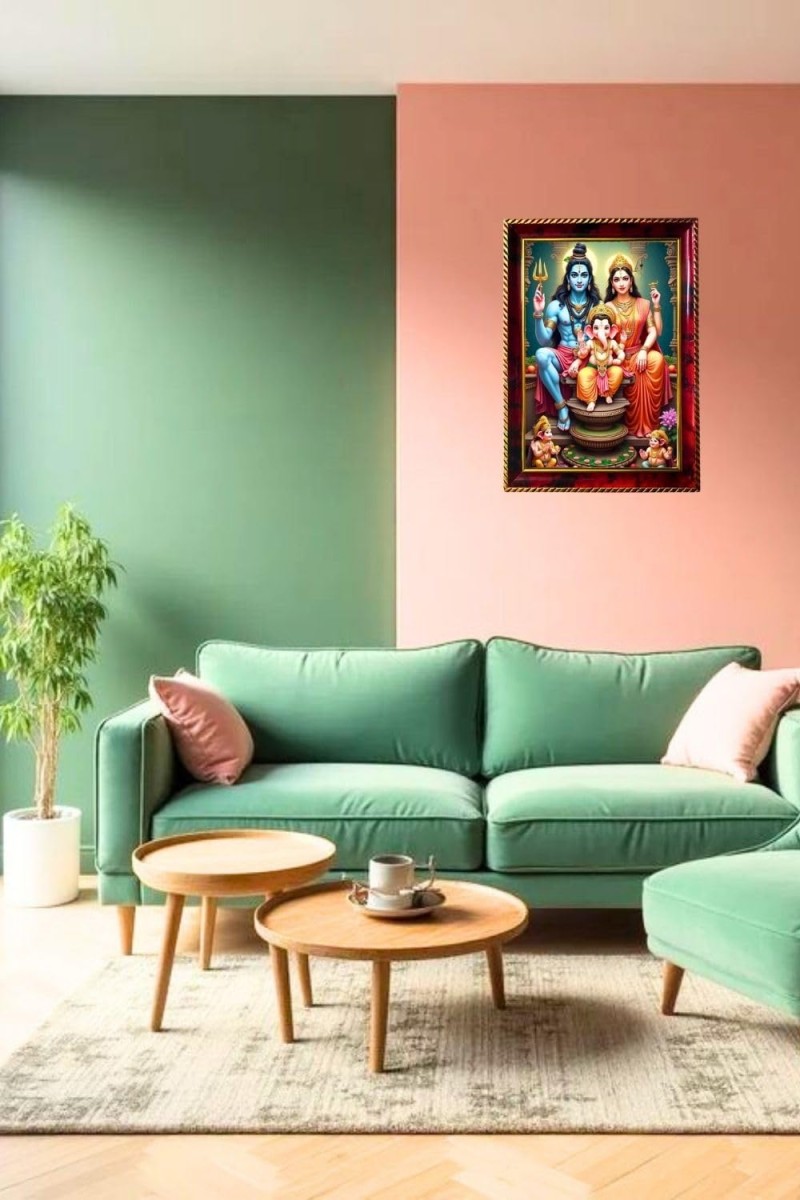Lord Shiva And Parvathi Photo Frame For Wall & Table | 7x9 Inch Golden Cherry Finish | Decorative Lord Shiva And Parvathi Photo Frame For Home, Office & Pooja Room (F11477)