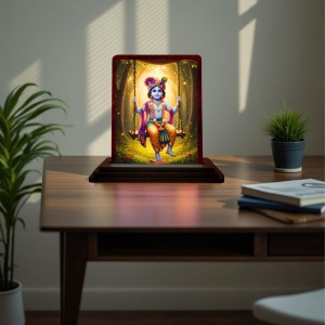 Car Desk/Table Top Lord Krishna Wooden Photo Stand 3x4 Inches, Compact & Stylish Spiritual Display For Car, Home & Office (Pack Of 1) (F14298) Car Desk/Table Top Lord Krishna Wooden Photo Stand 3x4 Inches, Compact & Stylish Spiritual Display For Car, Home & Office (Pack Of 1) (F14298)