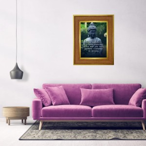 Lord Buddha Photo Frame 10x14 Inches-Brown Wooden Frame For Home, Office & Temple Decoration And Gifting (F6347)