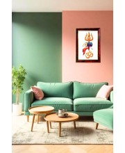 Om Symbol With Trishul Photo Frame For Wall & Table | 7x9 Inch Golden Cherry Finish | Decorative Om Symbol With Trishul Photo Frame For Home, Office & Pooja Room (F11672)