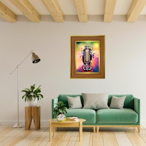 Kali Maa Photo Frame 10x14 Inches-Brown Wooden Frame For Home, Office & Temple Decoration And Gifting (F6293)