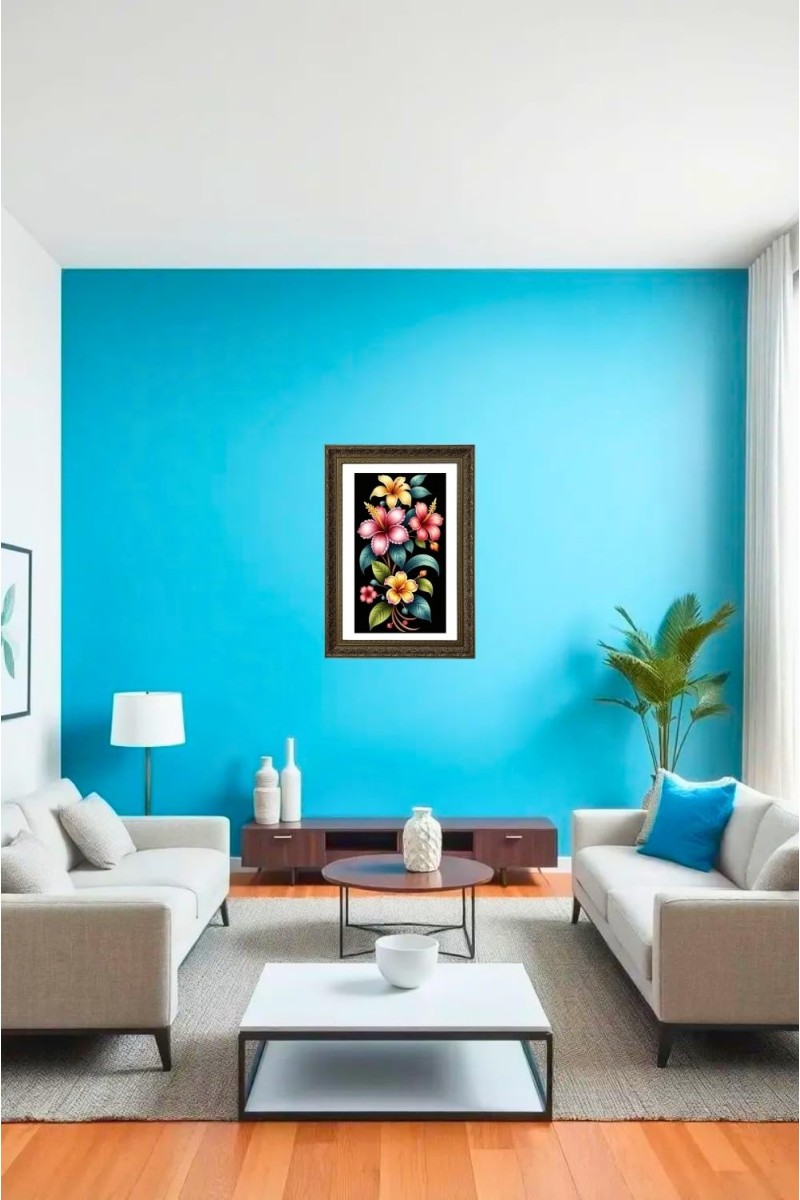 Floral Painting Print Big Photo Frame - 20x28 Inches For Home,Temple & Office Decoration (F11000)