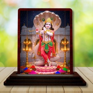 Car Desk/Table Top Lord Krishna Wooden Photo Stand 3x4 Inches, Compact & Stylish Spiritual Display For Car, Home & Office (Pack Of 1) (F14430) Car Desk/Table Top Lord Krishna Wooden Photo Stand 3x4 Inches, Compact & Stylish Spiritual Display For Car, Home & Office (Pack Of 1) (F14430)