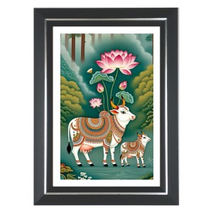 Cows Photo Wall & Table Frame | 14x18 Inch Black Designer | Perfect For Gifting & Home Decor (F9586)