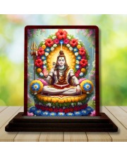 Car Desk/Table Top Lordv Shiva Wooden Photo Stand 3x4 Inches, Compact & Stylish Spiritual Display For Car, Home & Office (Pack Of 1) (F15167)