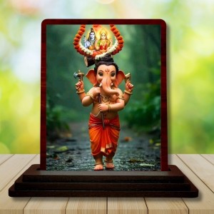 Car Desk/Table Top Lord Ganesha Wooden Photo Stand 3x4 Inches, Compact & Stylish Spiritual Display For Car, Home & Office (Pack Of 1) (F14351) Car Desk/Table Top Lord Ganesha Wooden Photo Stand 3x4 Inches, Compact & Stylish Spiritual Display For Car, Home & Office (Pack Of 1) (F14351)