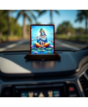 Car Desk/Table Top Lord Krishna Wooden Photo Stand 3x4 Inches, Compact & Stylish Spiritual Display For Car, Home & Office (Pack Of 1) (F14483)