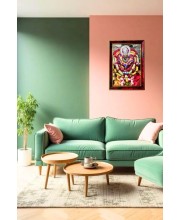 Maa Sharda Bhawani Photo Frame For Wall & Table | 7x9 Inch Golden Cherry Finish | Decorative Maa Sharda Bhawani Photo Frame For Home, Office & Pooja Room (F11629)