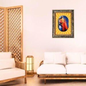 Swami Chinmayananda Spiritual Guru Digital Photo In Designer Frame, Size 8x12 Inch | Hindu Religious Picture For Home Temple, Office & Gift | Wall Art & Pooja Decor (F10430)