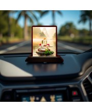 Car Desk/Table Top Shiva Lingam Wooden Photo Stand 3x4 Inches, Compact & Stylish Spiritual Display For Car, Home & Office (Pack Of 1) (F14606)