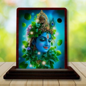 Car Desk/Table Top Lord Krishna Wooden Photo Stand 3x4 Inches, Compact & Stylish Spiritual Display For Car, Home & Office (Pack Of 1) (F14357) Car Desk/Table Top Lord Krishna Wooden Photo Stand 3x4 Inches, Compact & Stylish Spiritual Display For Car, Home & Office (Pack Of 1) (F14357)