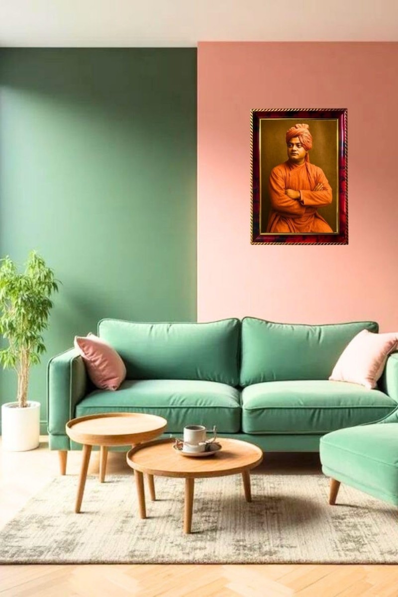 Swami Vivekananda Photo Frame For Wall & Table | 7x9 Inch Golden Cherry Finish | Decorative Swami Vivekananda Photo Frame For Home, Office & Pooja Room (F11737)
