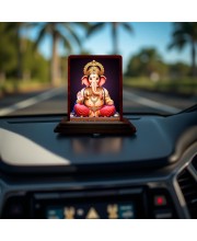 Lord Ganesha Wooden Photo Stand | Car Desk/Table Top- 3x4 Inches, Compact & Stylish Spiritual Display For Car, Home & Office (Pack Of 1) (F14537)