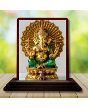 Car Desk/Table Top Lord Ganesha Wooden Photo Stand 3x4 Inches, Compact & Stylish Spiritual Display For Car, Home & Office (Pack Of 1) (F15160)