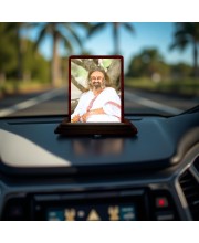 Car Desk/Table Top Shri Shri Ravi Shankar Ji Wooden Photo Stand 3x4 Inches, Compact & Stylish Spiritual Display For Car, Home & Office (Pack Of 1) (F14650)
