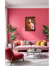 Sri Srila Prabhupada Photo Frame For Wall & Table | 7x9 Inch Golden Cherry Finish | Decorative Sri Srila Prabhupada Photo Frame For Home, Office & Pooja Room (F11550)