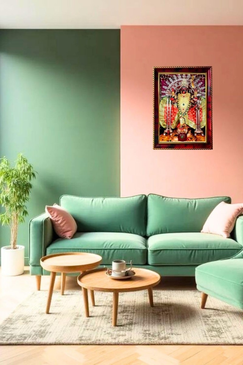 Maa Kali Photo Frame For Wall & Table | 7x9 Inch Golden Cherry Finish | Decorative Maa Kali Photo Frame For Home, Office & Pooja Room (F11726)