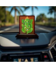 Car Desk/Table Top Lord Ganesha Wooden Photo Stand 3x4 Inches, Compact & Stylish Spiritual Display For Car, Home & Office (Pack Of 1) (F14645)