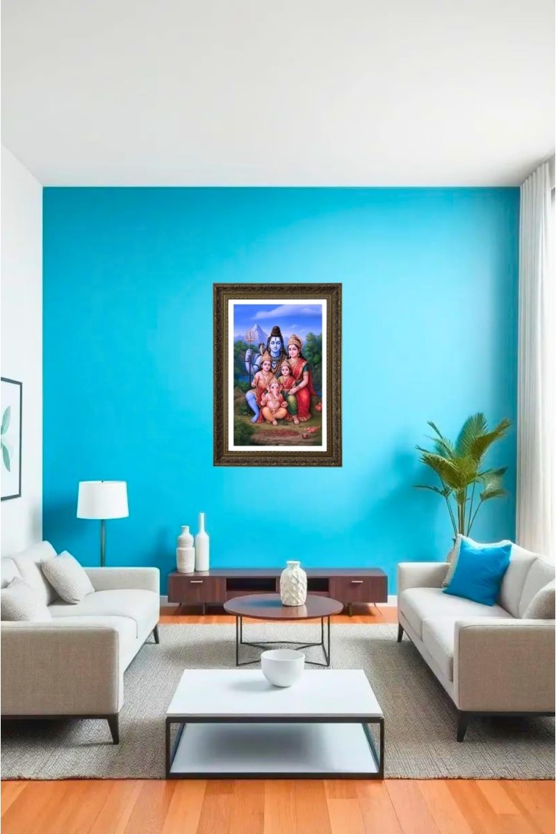 Shiva Family Big Photo Frame - 20x28 Inches For Home,Temple & Office Decoration (F11063)