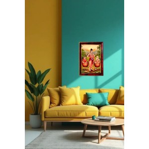 Shravana Kumara With His Parents Photo Frame For Wall & Table | 7x9 Inch Golden Cherry Finish | Decorative Shravana Kumara With His Parents Photo Frame For Home, Office & Pooja Room (F11895)