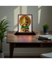 Car Desk/Table Top Lord Ganesha Wooden Photo Stand 3x4 Inches, Compact & Stylish Spiritual Display For Car, Home & Office (Pack Of 1) (F15160)