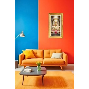 Devi Saraswati Digital Golden Color Photo Frame | Hindu Religious Wall Decor | 8x15 Inches - Inspirational Wall Art For Office, Home Decor - Ideal Spiritual Gift (F10386)