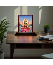 Car Desk/Table Top Maa Laxmi Wooden Photo Stand 3x4 Inches, Compact & Stylish Spiritual Display For Car, Home & Office (Pack Of 1) (F15134)