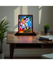 Car Desk/Table Top Lord Ram Hanuman Wooden Photo Stand 3x4 Inches, Compact & Stylish Spiritual Display For Car, Home & Office (Pack Of 1) (F15054)