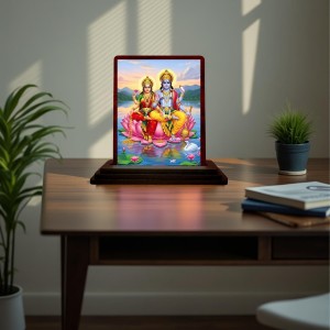 Car Desk/Table Top Lord Vishnu Laxmi Wooden Photo Stand 3x4 Inches, Compact & Stylish Spiritual Display For Car, Home & Office (Pack Of 1) (F15108) Car Desk/Table Top Lord Vishnu Laxmi Wooden Photo Stand 3x4 Inches, Compact & Stylish Spiritual Display For Car, Home & Office (Pack Of 1) (F15108)