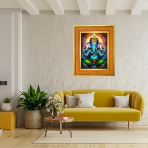 Lord Ganeshaa Photo Frame 10x14 Inches-Brown Wooden Frame For Home, Office & Temple Decoration And Gifting (F6494)