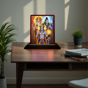 Car Desk/Table Top Lord Vishnu Shankar Bramha Wooden Photo Stand 3x4 Inches, Compact & Stylish Spiritual Display For Car, Home & Office (Pack Of 1) (F15142) Car Desk/Table Top Lord Vishnu Shankar Bramha Wooden Photo Stand 3x4 Inches, Compact & Stylish Spiritual Display For Car, Home & Office (Pack Of 1) (F15142)