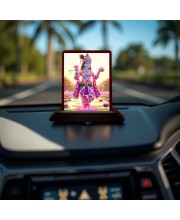 Car Desk/Table Top Lord Krishna Wooden Photo Stand 3x4 Inches, Compact & Stylish Spiritual Display For Car, Home & Office (Pack Of 1) (F14385)