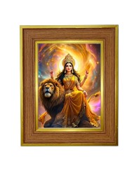 Divine Maa Durga Photo Frame 12x16 Inches-Brown Wooden Frame For Home, Office & Temple Decoration And Gifting (F6268)