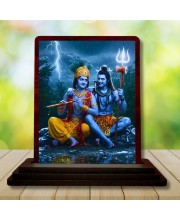 Car Desk/Table Top Lord Shankar Krishna Wooden Photo Stand 3x4 Inches, Compact & Stylish Spiritual Display For Car, Home & Office (Pack Of 1) (F15052)