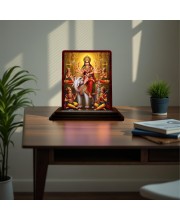 Car Desk/Table Top Durga Wooden Photo Stand 3x4 Inches, Compact & Stylish Spiritual Display For Car, Home & Office (Pack Of 1) (F15088)