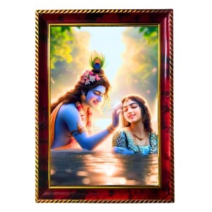 Radha Krishna In Water Photo Frame For Wall & Table | 7x9 Inch Golden Cherry Finish | Decorative Radha Krishna In Water Photo Frame For Home, Office & Pooja Room (F11590) Radha Krishna In Water Photo Frame For Wall & Table | 7x9 Inch Golden Cherry Finish | Decorative Radha Krishna In Water Photo Frame For Home, Office & Pooja Room (F11590)