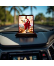 Car Desk/Table Top Lord Jesus Wooden Photo Stand 3x4 Inches, Compact & Stylish Spiritual Display For Car, Home & Office (Pack Of 1) (F14462)