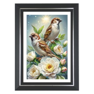 Two Birds Sparrows Photo Wall & Table Frame | 10x14 Inch Black Designer | Perfect For Gifting & Home Decor (F9583)