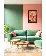 Maa Kali Photo Frame For Wall & Table | 7x9 Inch Golden Cherry Finish | Decorative Maa Kali Photo Frame For Home, Office & Pooja Room (F11686)