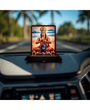 Car Desk/Table Top Lord Hanuman Wooden Photo Stand 3x4 Inches, Compact & Stylish Spiritual Display For Car, Home & Office (Pack Of 1) (F14504)