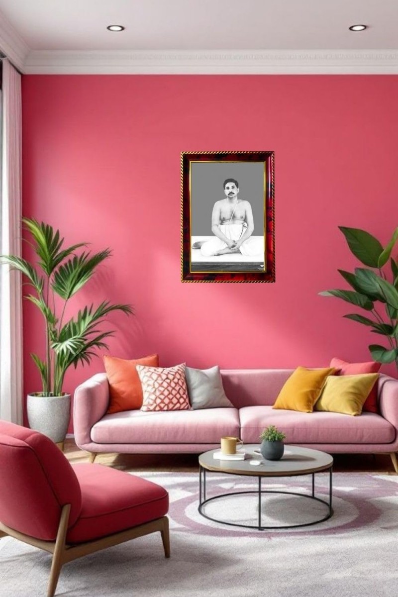 Sri Sri Thakur Anukulchandra Photo Frame For Wall & Table | 7x9 Inch Golden Cherry Finish | Decorative Sri Sri Thakur Anukulchandra Photo Frame For Home, Office & Pooja Room (F11813)