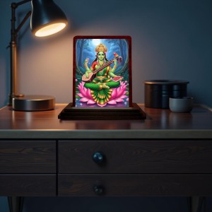 Car Desk/Table Top Goddess Saraswathi Wooden Photo Stand 3x4 Inches, Compact & Stylish Spiritual Display For Car, Home & Office (Pack Of 1) (F14647) Car Desk/Table Top Goddess Saraswathi Wooden Photo Stand 3x4 Inches, Compact & Stylish Spiritual Display For Car, Home & Office (Pack Of 1) (F14647)