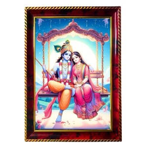 Radhe Radha Krishna Photo Frame For Wall & Table | 7x9 Inch Golden Cherry Finish | Decorative Radhe Radha Krishna Photo Frame For Home, Office & Pooja Room (F11484) Radhe Radha Krishna Photo Frame For Wall & Table | 7x9 Inch Golden Cherry Finish | Decorative Radhe Radha Krishna Photo Frame For Home, Office & Pooja Room (F11484)