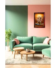 Maa Kali Photo Frame For Wall & Table | 7x9 Inch Golden Cherry Finish | Decorative Maa Kali Photo Frame For Home, Office & Pooja Room (F11576)