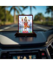 Car Desk/Table Top Lord Shiva Wooden Photo Stand 3x4 Inches, Compact & Stylish Spiritual Display For Car, Home & Office (Pack Of 1) (F14305)