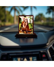 Car Desk/Table Top Jagadguru Chandrashekarendra Saraswati Wooden Photo Stand 3x4 Inches, Compact & Stylish Spiritual Display For Car, Home & Office (Pack Of 1) (F14631)
