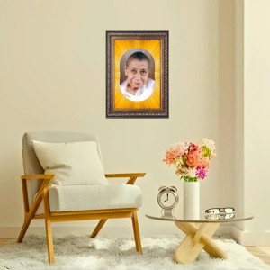 Mirra Alfassa Spiritual Guru Digital Photo In Designer Frame, Size 8x12 Inch | Hindu Religious Picture For Home Temple, Office & Gift | Wall Art & Pooja Decor (F10472)